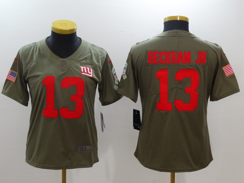  Giants 13 Odell Beckham Jr. Women Olive Salute To Service Limited Jersey