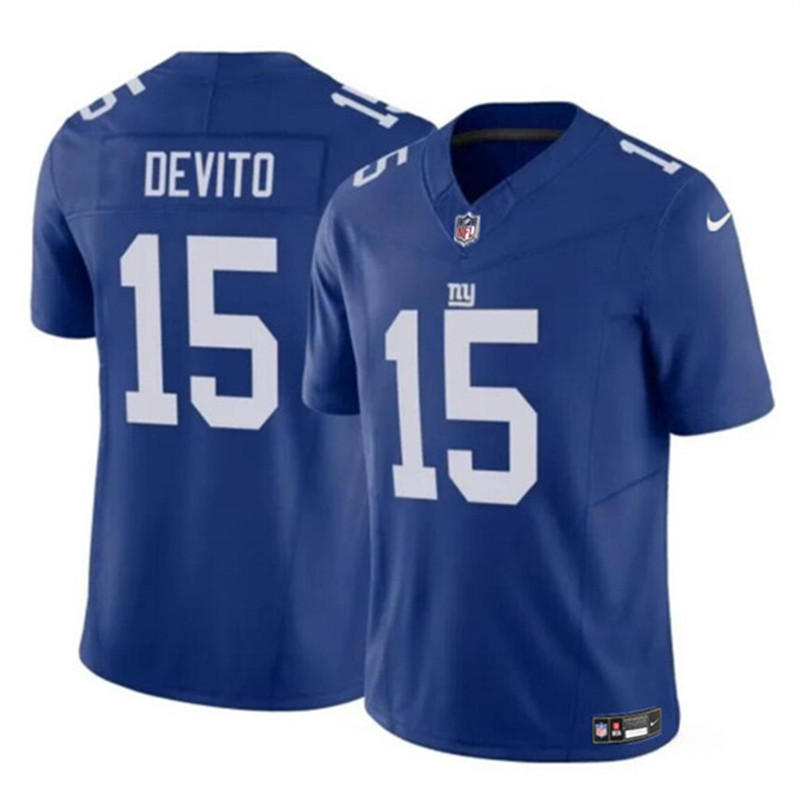 Nike Giants 15 Tommy DeVito Royal Vapor Untouchable Limited Jersey