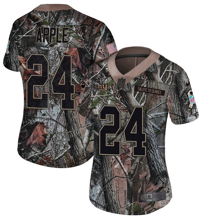  Giants 24 Eli Apple Camo Women Rush Limited Jersey