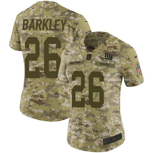  Giants 26 Saquon Barkley Camo Women Salute To Service Limited Jersey