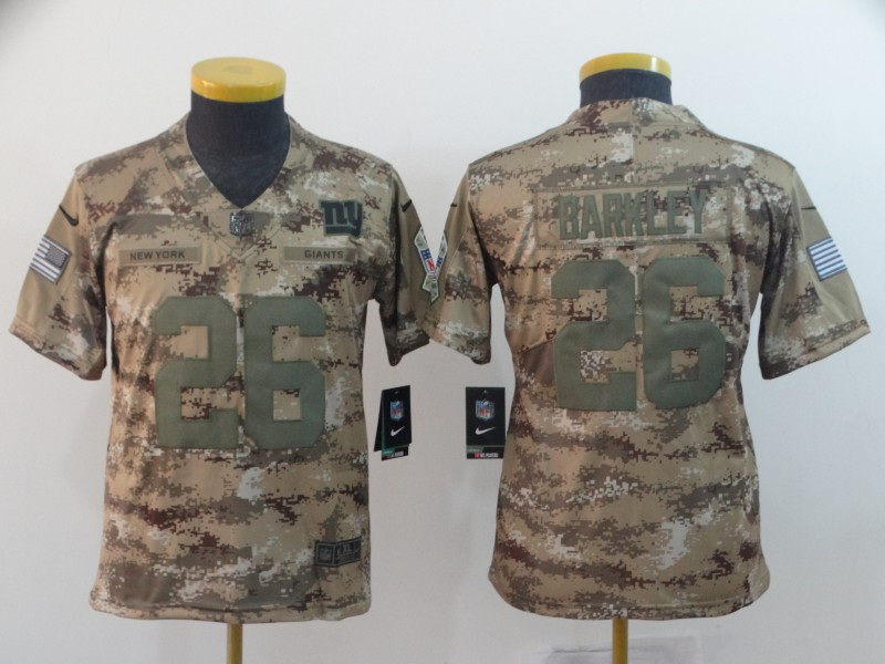  Giants 26 Saquon Barkley Camo Youth Salute To Service Limited Jersey