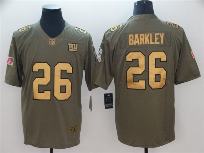  Giants 26 Saquon Barkley Olive Gold Salute To Service Limited Jersey