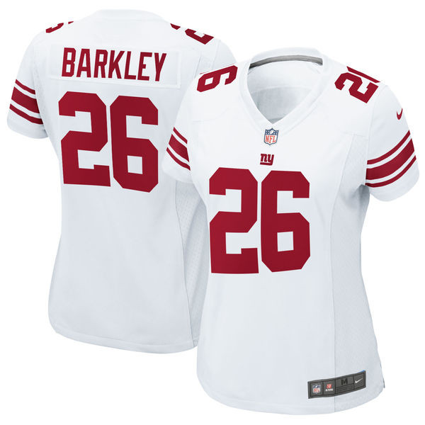  Giants 26 Saquon Barkley White Women 2018 Draft Pick Game Jersey