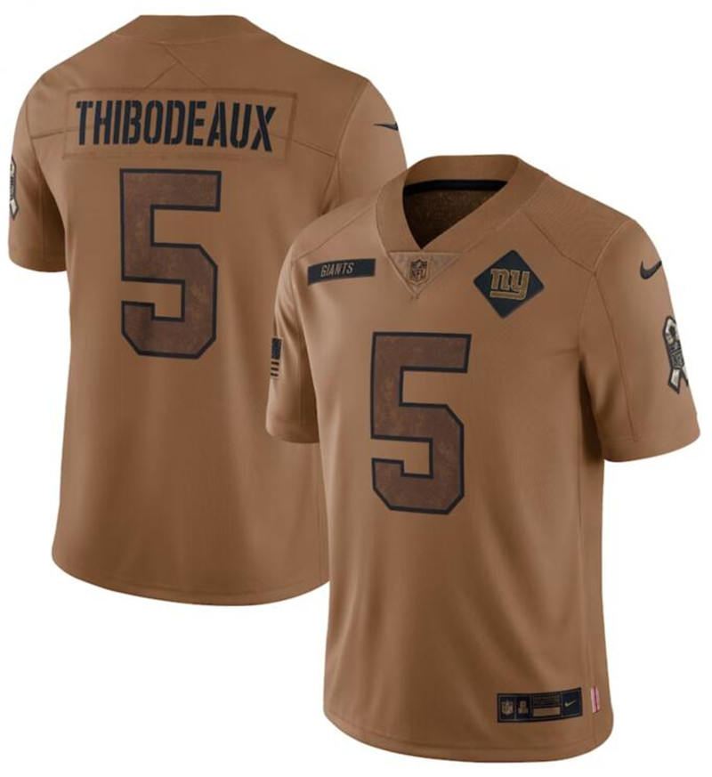 Nike Giants 5 Kayvon Thibodeaux Brown 2023 Salute To Service Limited Jersey