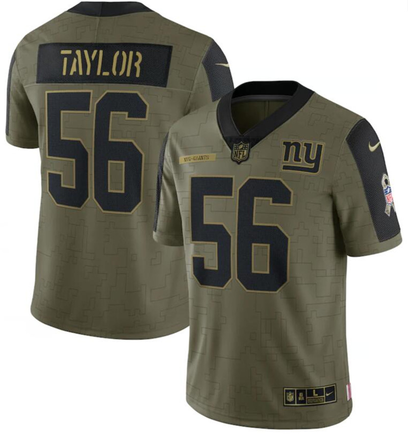 Nike Giants 56 Lawrence Taylor Olive 2021 Salute To Service Limited Jersey