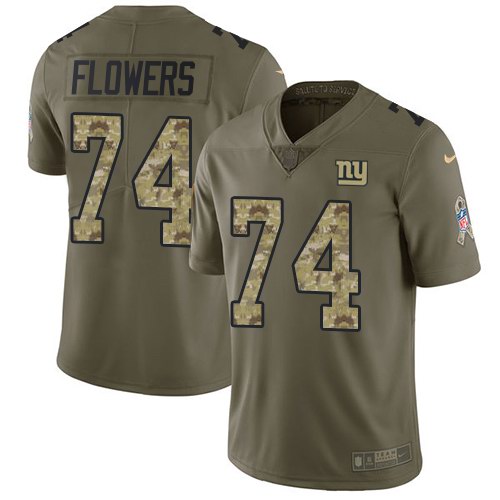  Giants 74 Ereck Flowers Olive Camo Salute To Service Limited Jersey