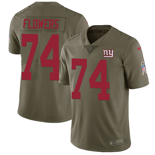  Giants 74 Ereck Flowers Olive Salute To Service Limited Jersey