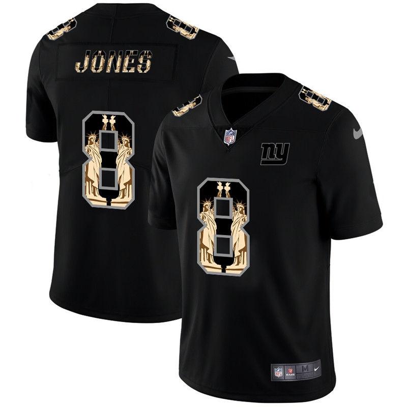 Nike Giants 8 Daniel Jones Black Statue of Liberty Limited Jersey