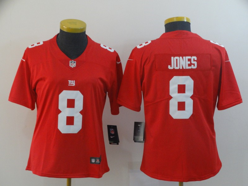 Nike Giants 8 Daniel Jones Red Women Inverted Legend Limited Jersey