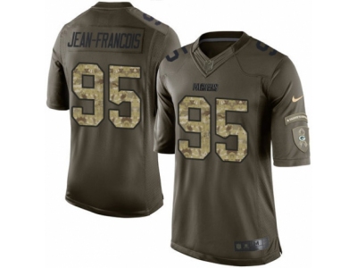  Green Bay Packers 95 Ricky Jean-Francois Limited Green Salute to Service NFL Jersey