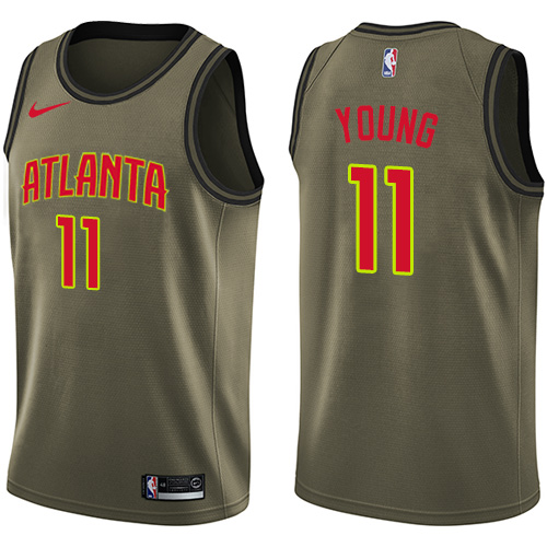  Hawks #11 Trae Young Green NBA Swingman Salute to Service Jersey