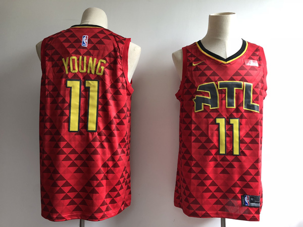  Hawks #11 Trae Young Red NBA Swingman Icon Edition Jersey