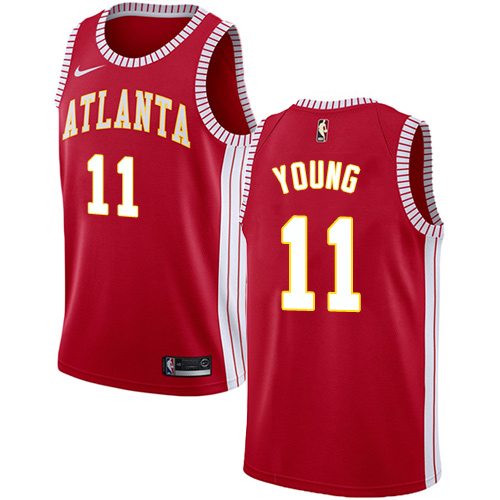  Hawks #11 Trae Young Red NBA Swingman Statement Edition Jersey