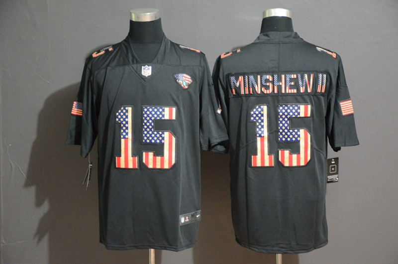 Nike Jaguars 15 Gardner Minshew II 2019 Black Salute To Service USA Flag Fashion Limited Jersey