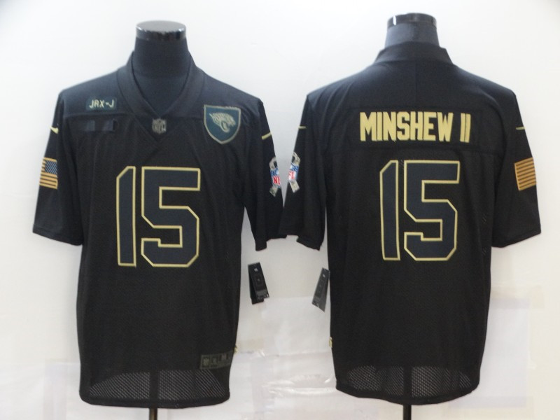 Nike Jaguars 15 Gardner Minshew II Black 2020 Salute To Service Limited Jersey