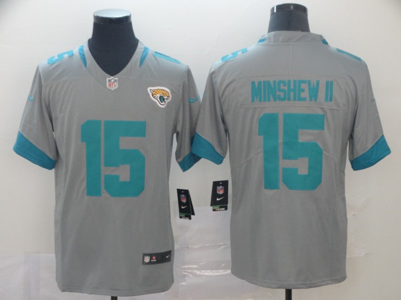 Nike Jaguars 15 Gardner Minshew II Gray Inverted Legend Limited Jersey