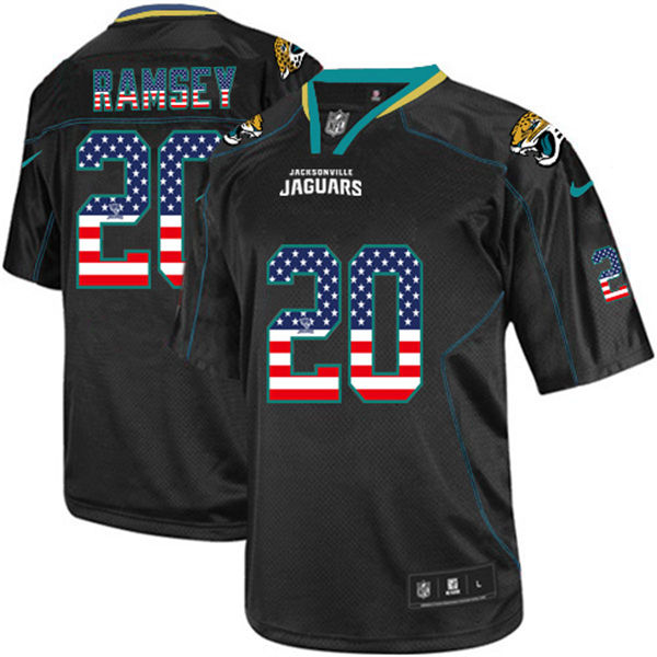  Jaguars 20 Jalen Ramsey Black USA Flag Fashion Elite Jersey