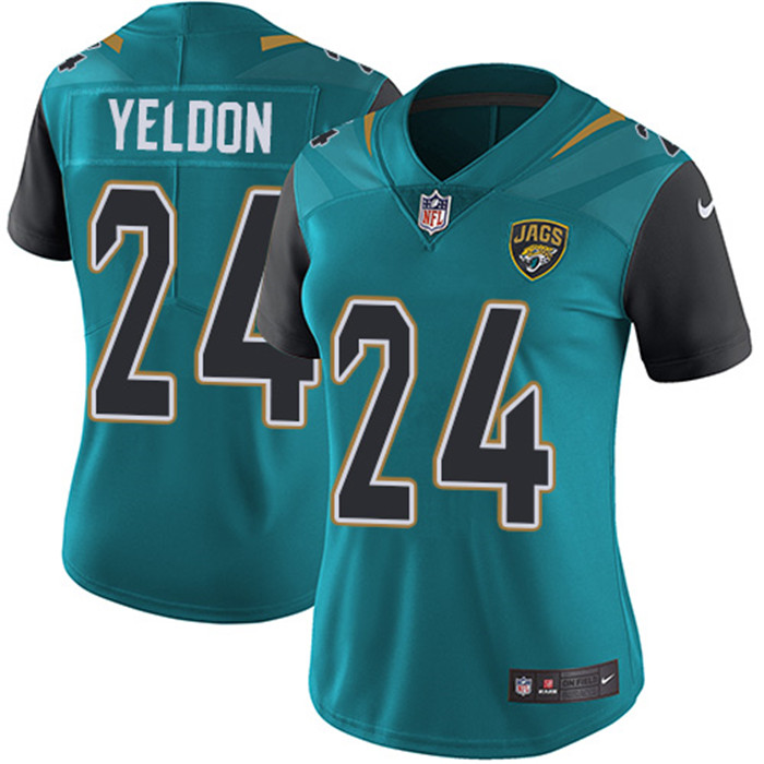  Jaguars 24 T.J. Yeldon Teal Women Vapor Untouchable Limited Jersey