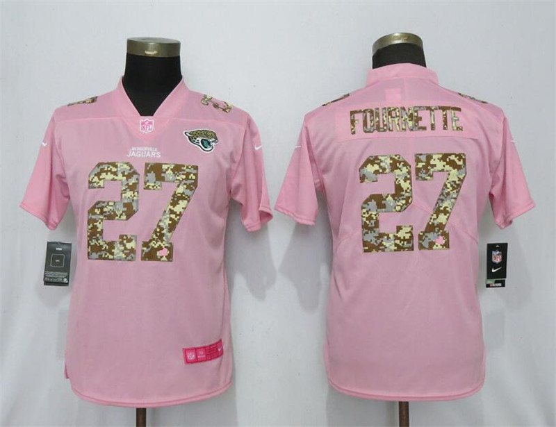 Nike Jaguars 27 Leonard Fournette Pink Camo Fashion Women Limited Jersey