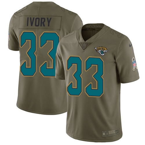  Jaguars 33 Chris Ivory Olive Salute To Service Limited Jersey