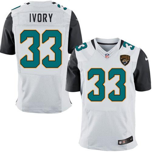  Jaguars 33 Chris Ivory White Men Stitched NFL Elite Jersey