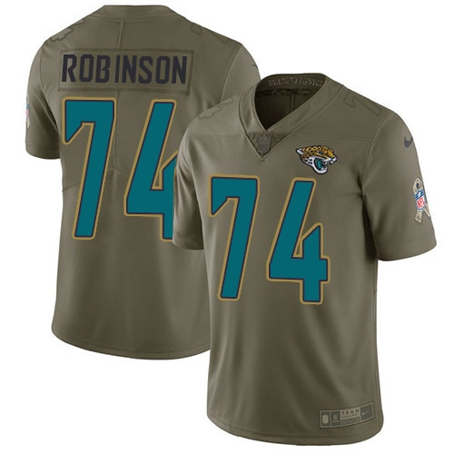  Jaguars 74 Cam Robinson Olive Salute To Service Limited Jersey