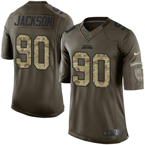  Jaguars 90 Malik Jackson Green Men Stitched NFL Limited Salute to Service Jersey