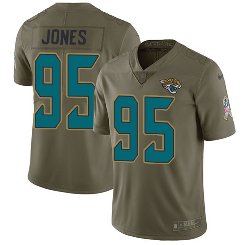  Jaguars 95 Abry Jones Olive Salute To Service Limited Jersey