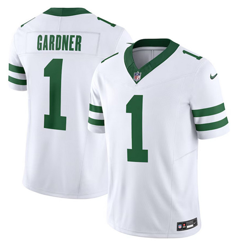 Nike Jets 1 Ahmad Sauce Gardner White Legacy Vapor F.U.S.E. Limited Jersey