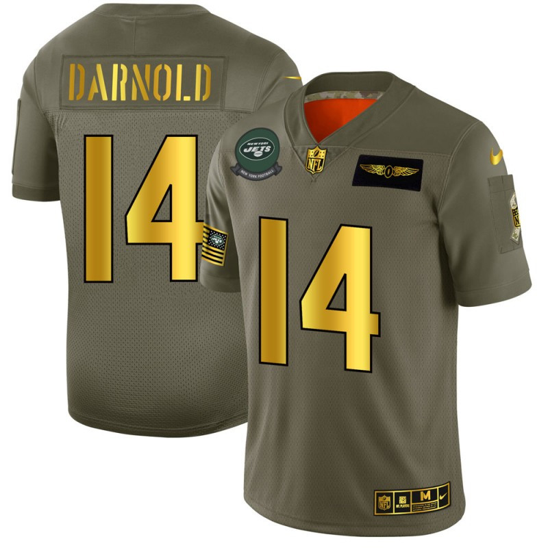 Nike Jets 14 Sam Darnold 2019 Olive Gold Salute To Service Limited Jersey