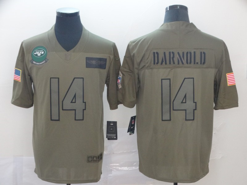 Nike Jets 14 Sam Darnold 2019 Olive Salute To Service Limited Jersey