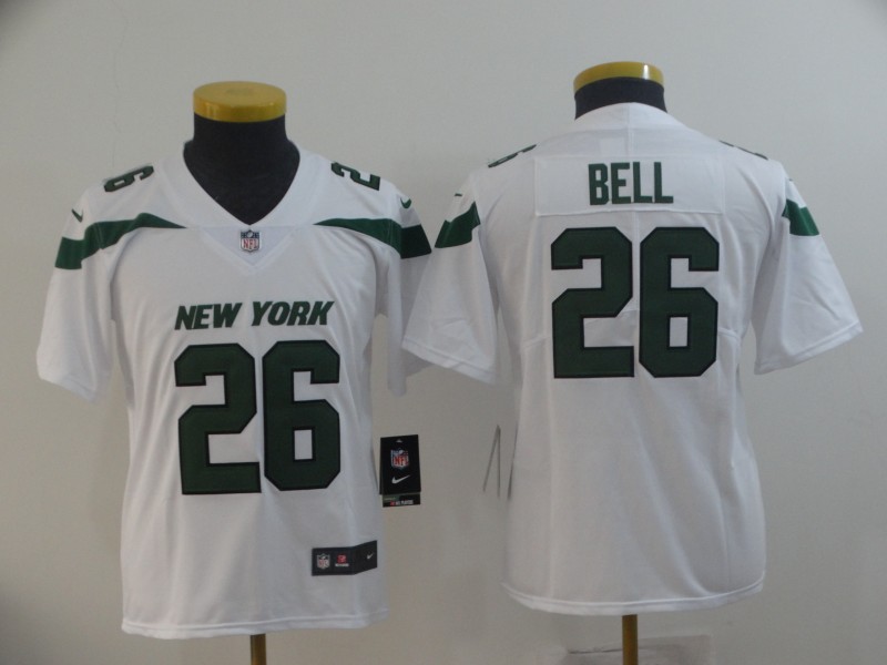 Nike Jets 26 Le'Veon Bell White Youth New 2019 Vapor Untouchable Limited Jersey