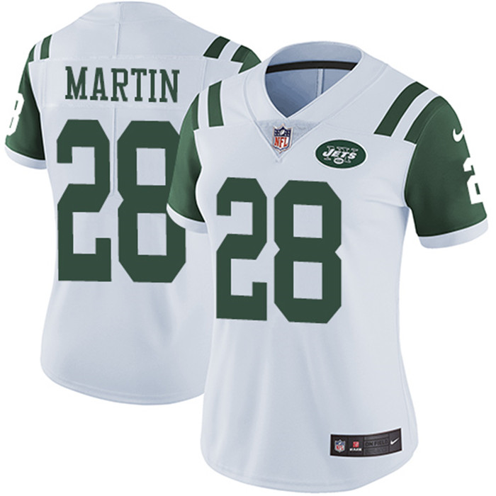  Jets 28 Curtis Martin White Women Vapor Untouchable Limited Jersey