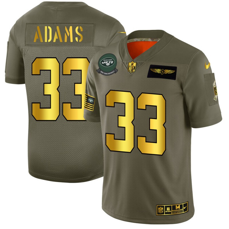Nike Jets 33 Jamal Adams 2019 Olive Gold Salute To Service Limited Jersey