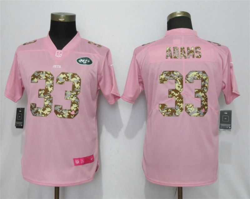 Nike Jets 33 Jamal Adams Pink Camo Fashion Women Limited Jersey