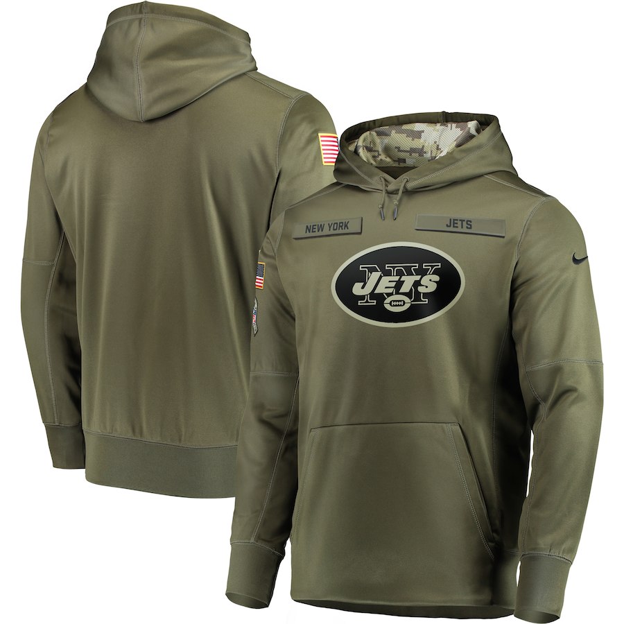  Jets Olive Salute To Service Men's Pullove Hoodie