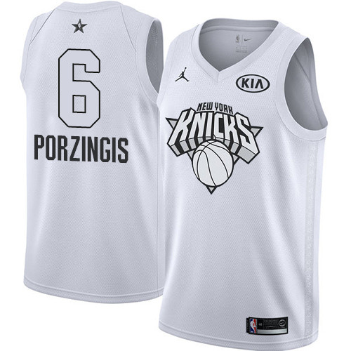  Knicks #6 Kristaps Porzingis White NBA Jordan Swingman 2018 All Star Game Jersey