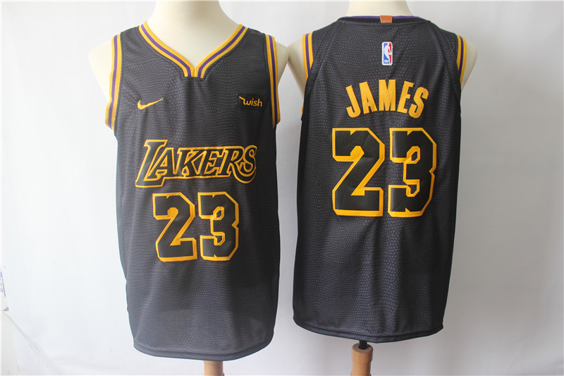  Lakers #23 LeBron James Black NBA Authentic Statement Edition Jersey