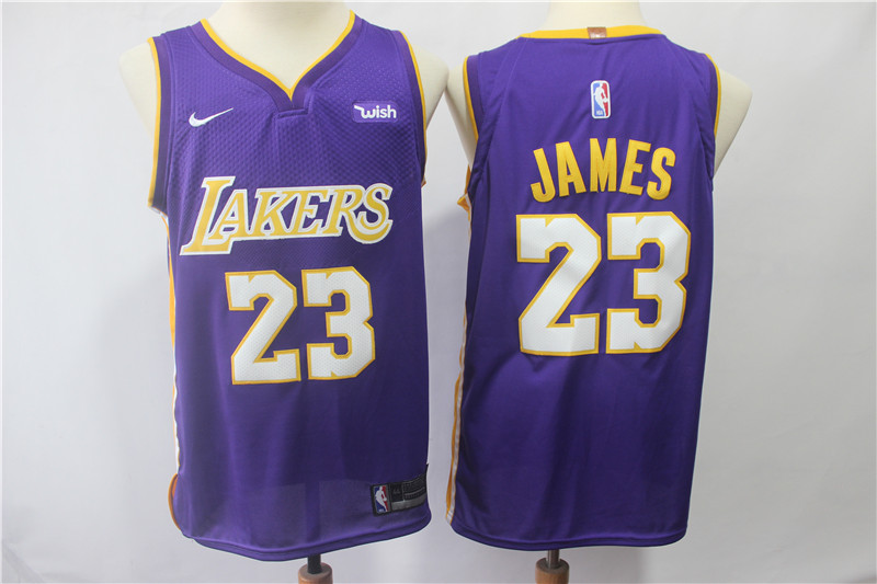  Lakers #23 LeBron James Purple NBA Authentic Statement Edition Jersey
