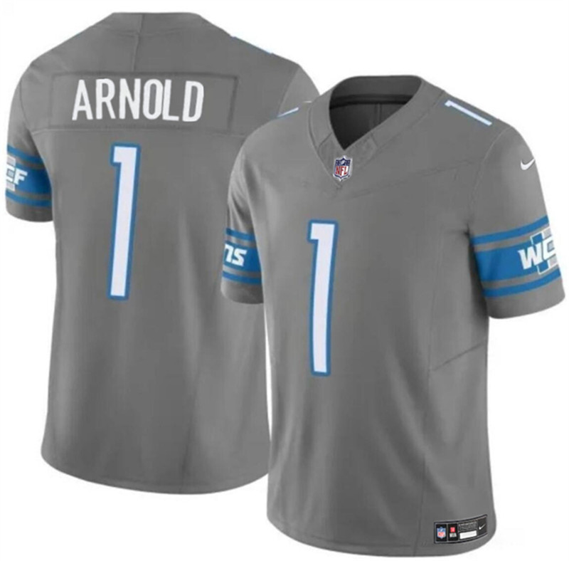 Nike Lions 1 Terrion Arnold Gray 2024 NFL Draft Vapor Limited Jersey