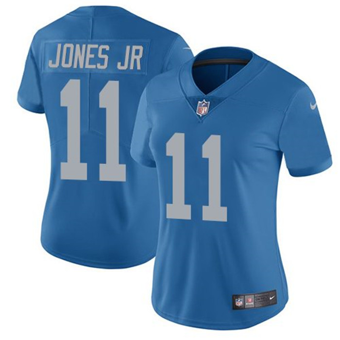  Lions 11 Marvin Jones Jr Blue Throwback Women Vapor Untouchable Limited Jersey