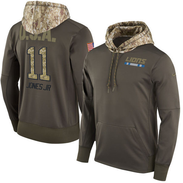  Lions 11 Marvin Jones Jr Olive Salute To Service Pullover Hoodie