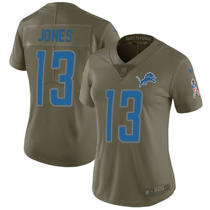  Lions 13 TJ Jones Olive Women Salute To Service Limited Jersey