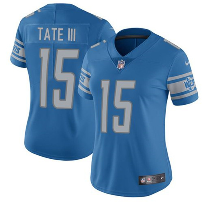  Lions 15 Golden Tate III Blue Women Vapor Untouchable Limited Jersey