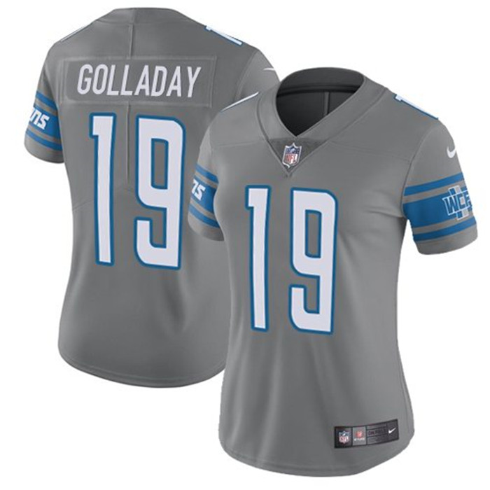  Lions 19 Kenny Golladay Gray Throwback Women Vapor Untouchable Color Rush Limited Jersey