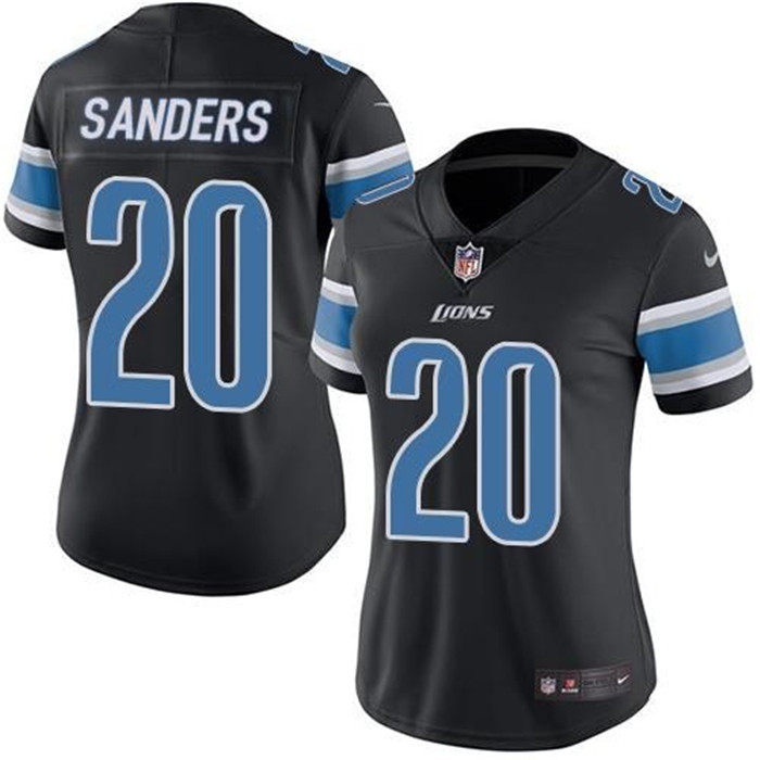  Lions 20 Barry Sanders Black Women Color Rush Limited Jersey