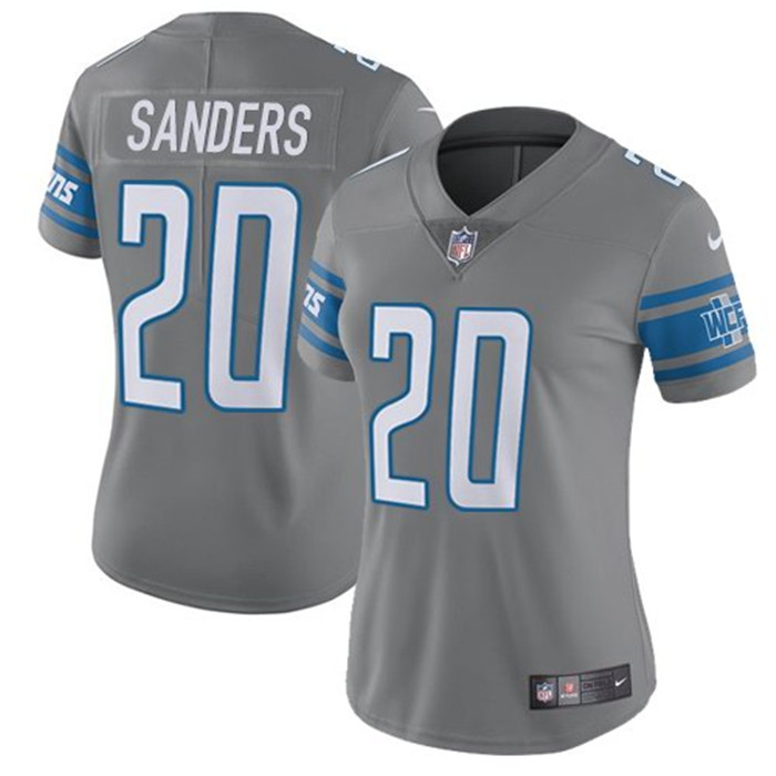  Lions 20 Barry Sanders Gray Women Vapor Untouchable Color Rush Limited Jersey