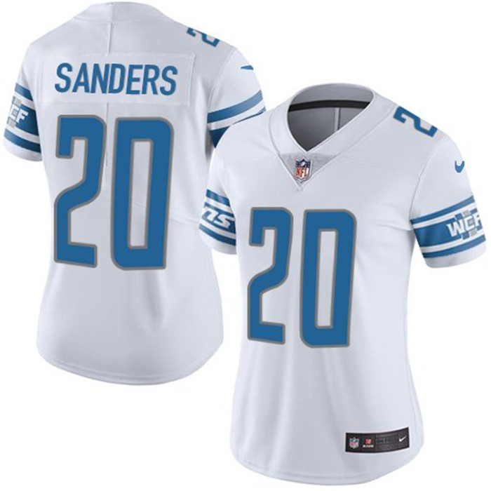  Lions 20 Barry Sanders White Women Vapor Untouchable Limited Jersey