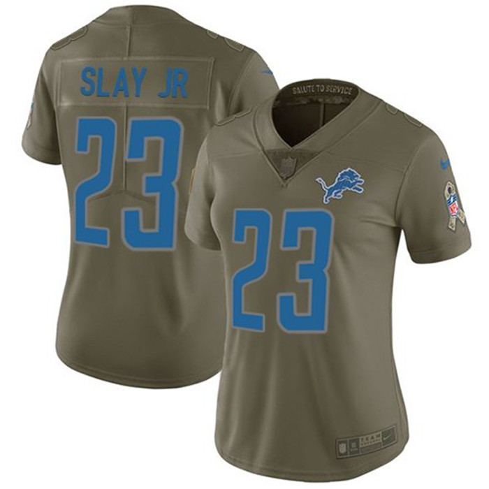  Lions 23 Darius Slay Jr Olive Women Salute To Service Limited Jersey