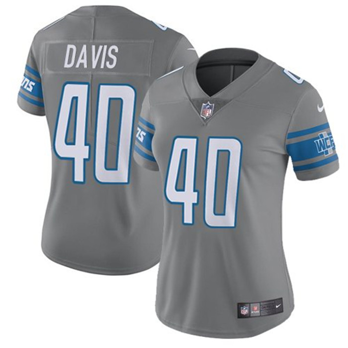  Lions 40 Jarrad Davis Gray Women Vapor Untouchable Color Rush Limited Jersey